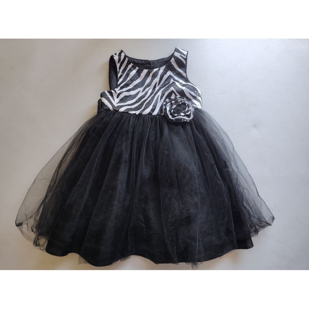 Holiday Editions Girls Zebra Sequin Flower Tulle Party Dress Size 2T‎